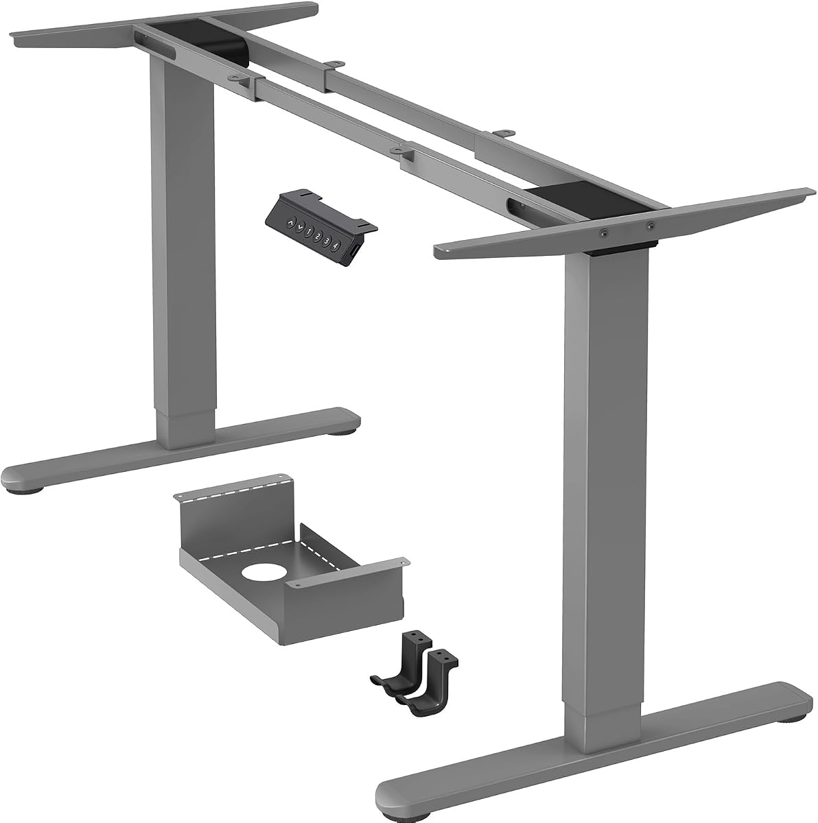 Dual-Motor Desk Frame with Cable Tray - Grey