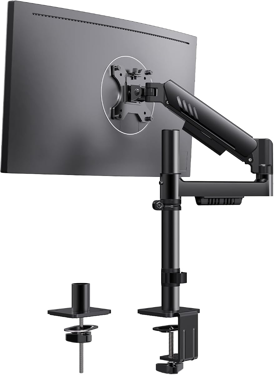 Single Monitor Arm with Integrated C-Clamp