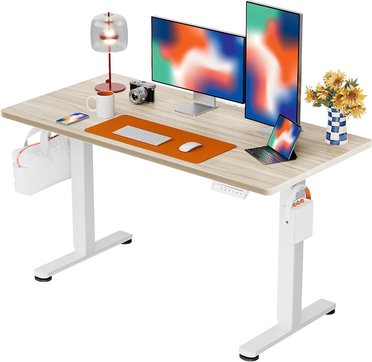 Electric Standing Desk, 48 x 24 in - Natural
