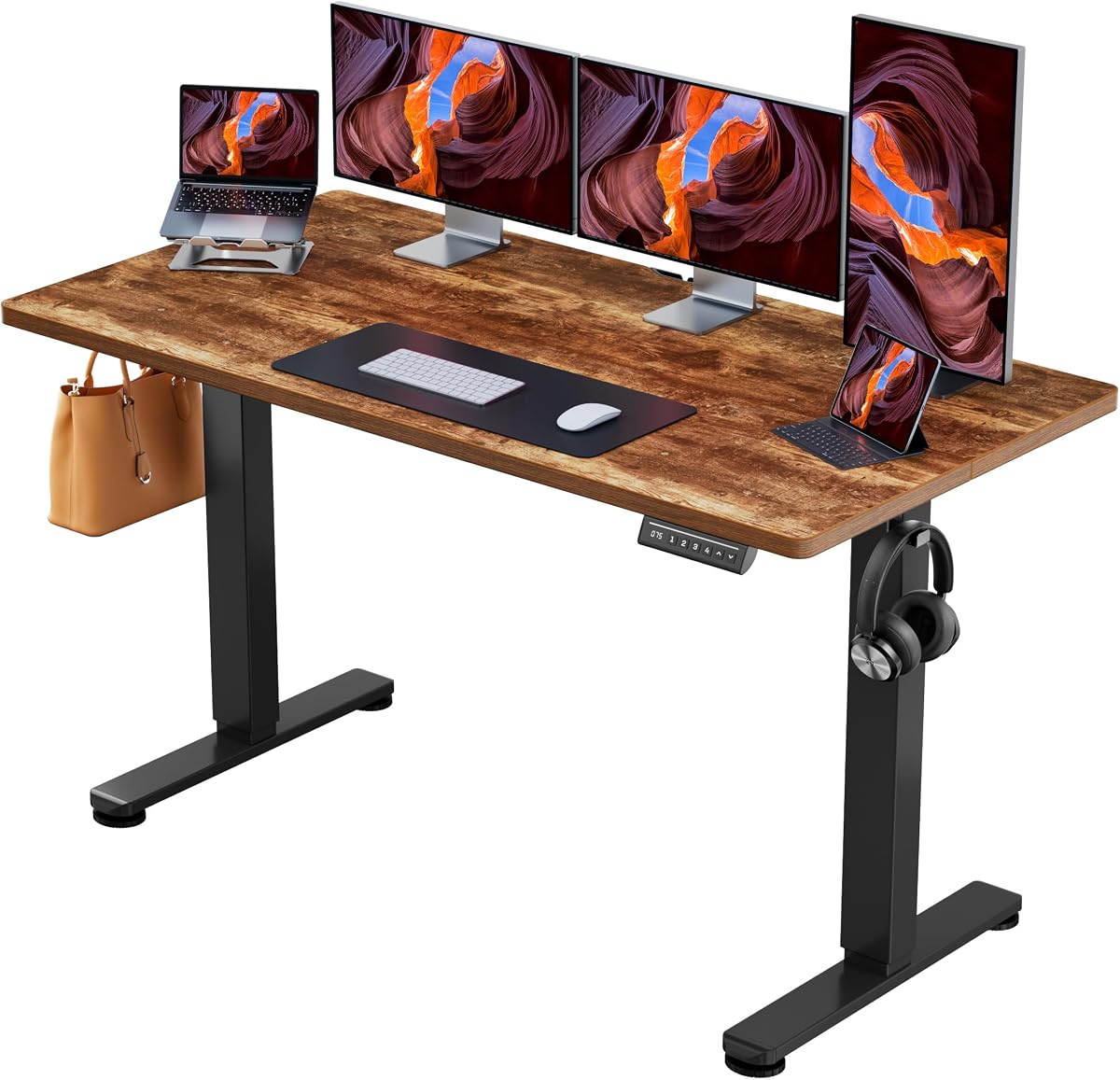 Electric Standing Desk, 55 x 28 in - Vintage Brown
