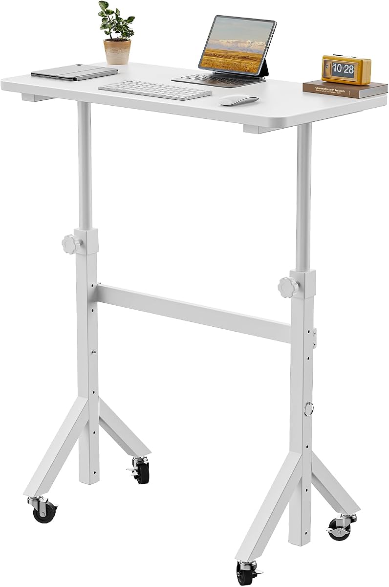 Small Standing Desk for a Walking Pad, 6 Heights - White